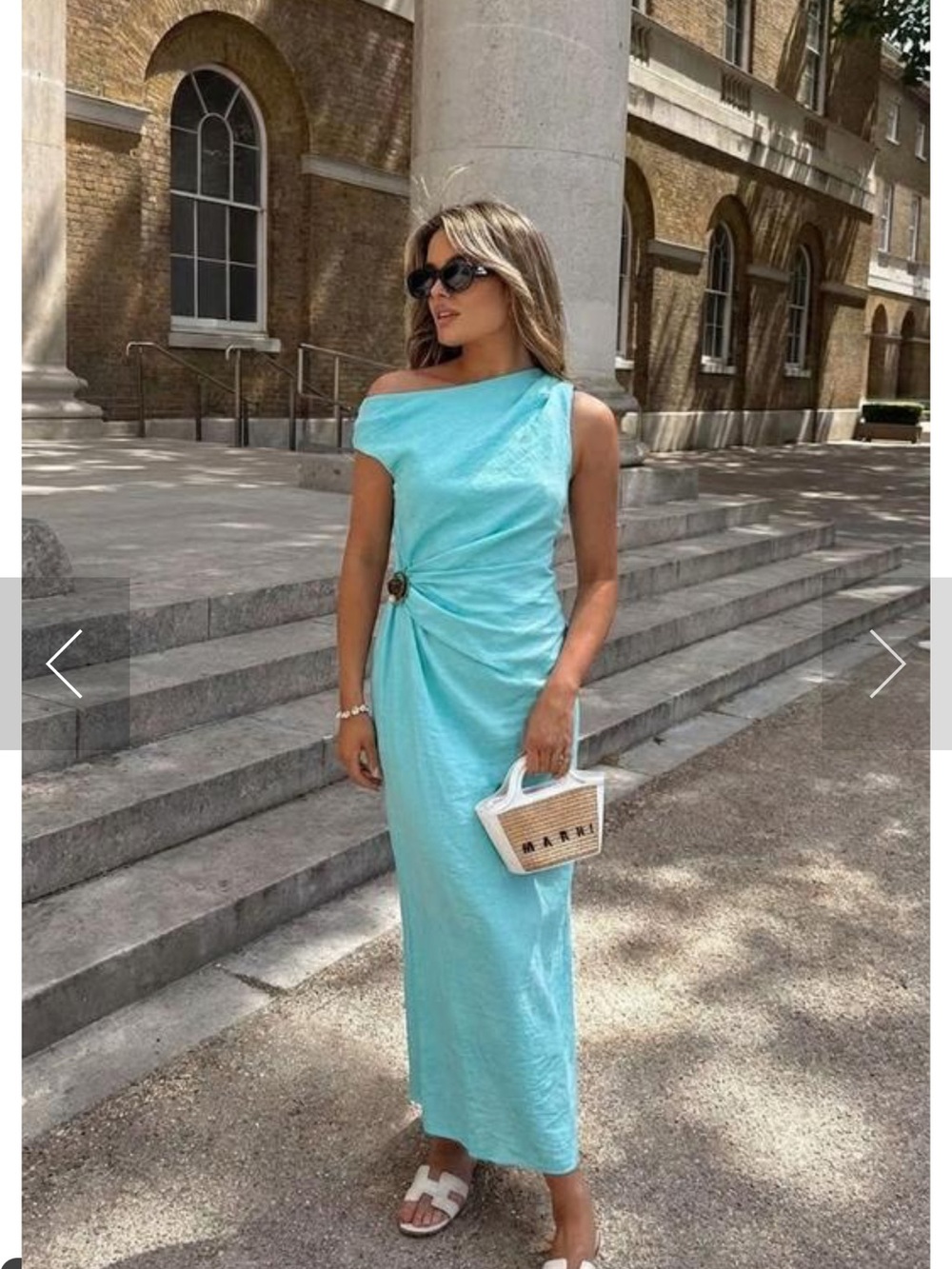 Zara One-Shoulder Aqua Maxi Dress